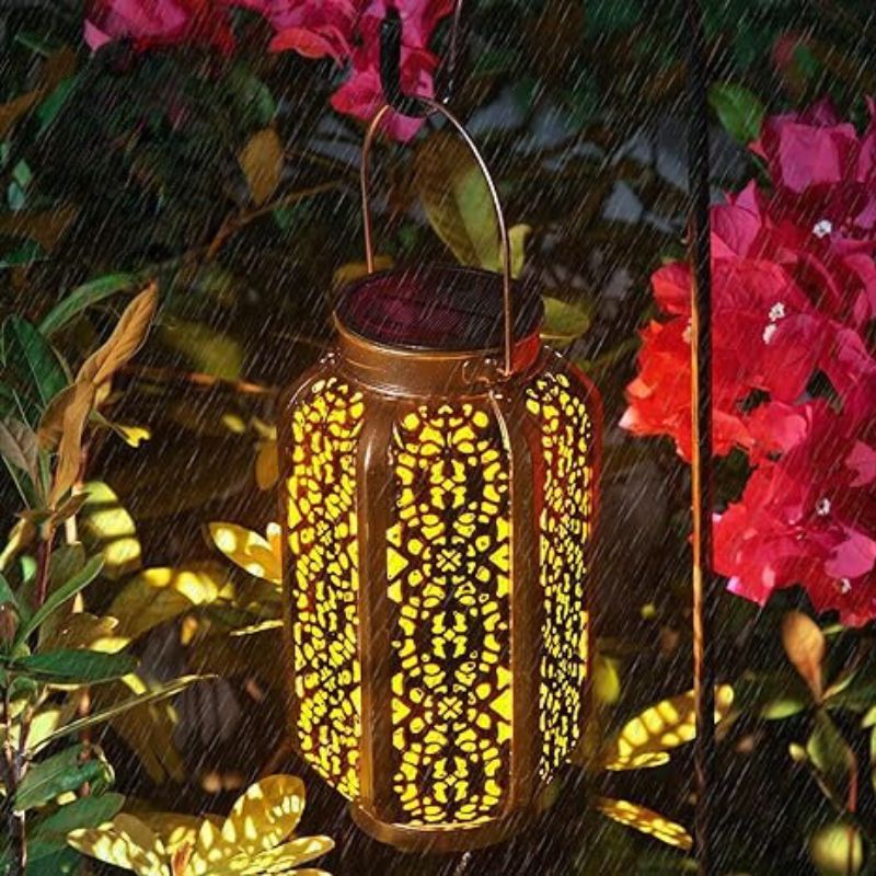 Lampe Rétro Style Lanterne avec Panneau Solaire