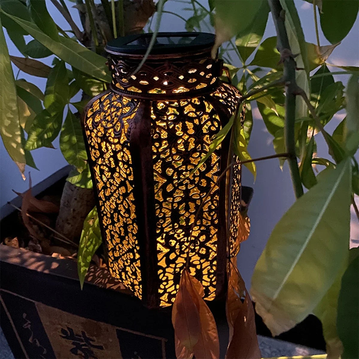 Lampe Rétro Style Lanterne avec Panneau Solaire